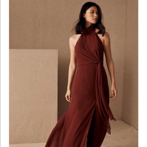 Jenny Yoo Elliyah Maroon Burgundy Halter Dress - Picture 2 of 14